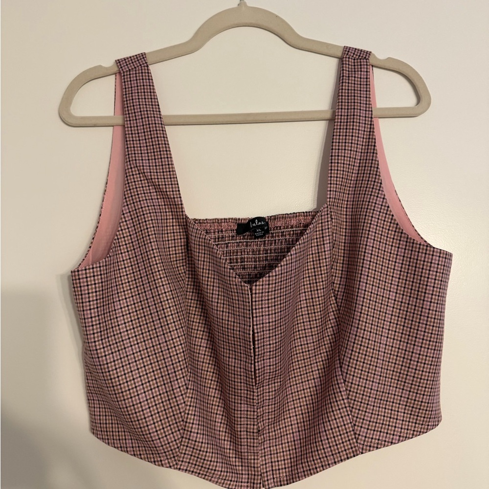 Lulu's Pink Checkered Crop Top